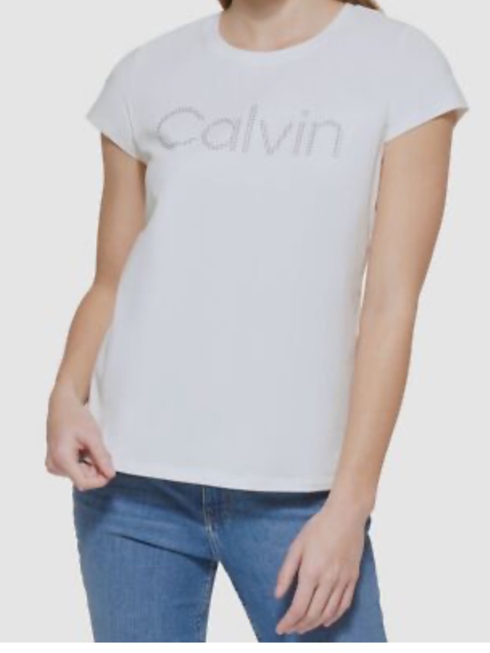 Calvin Klein Jeans White Short Sleeve Tee with Pink Logo